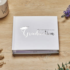 Graduation Photo Album With Cap Design Gift For 50 x 6 by 4 Photos Silver Print
