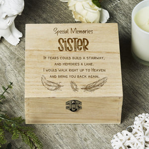 ukgiftstoreonline Sister In Loving Memory Engraved Wooden Keepsake Box Gift