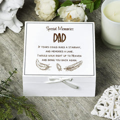 ukgiftstoreonline Dad Remembrance Memory White Keepsake Box With Feather Design