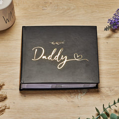 Daddy Black Photo Album With Leaf Design For 50 x 6 by 4 Photos Gold Print