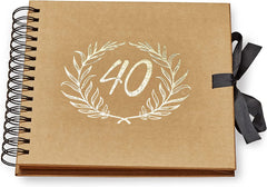 40th Birthday Brown Scrapbook Photo album With Gold Script Laurel Wreath
