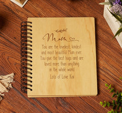 Personalised Mum Sentiment Wooden Photo Album Engraved Gift