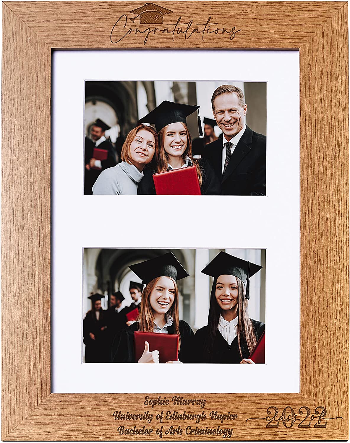 Personalised Graduation Double Photo Landscape Photo Frame Class of C28-A4-22