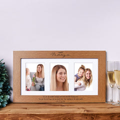 Personalised Mummy Sentiment Wooden Triple Photo Frame Engraved