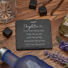 Personalised Daughter Sentiment Gift Slate Stone Drink Coaster