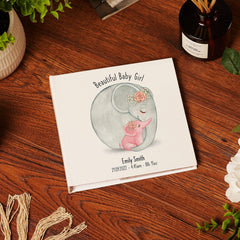 Personalised Beautiful Baby Girl Photo Album With Sketched Elephants