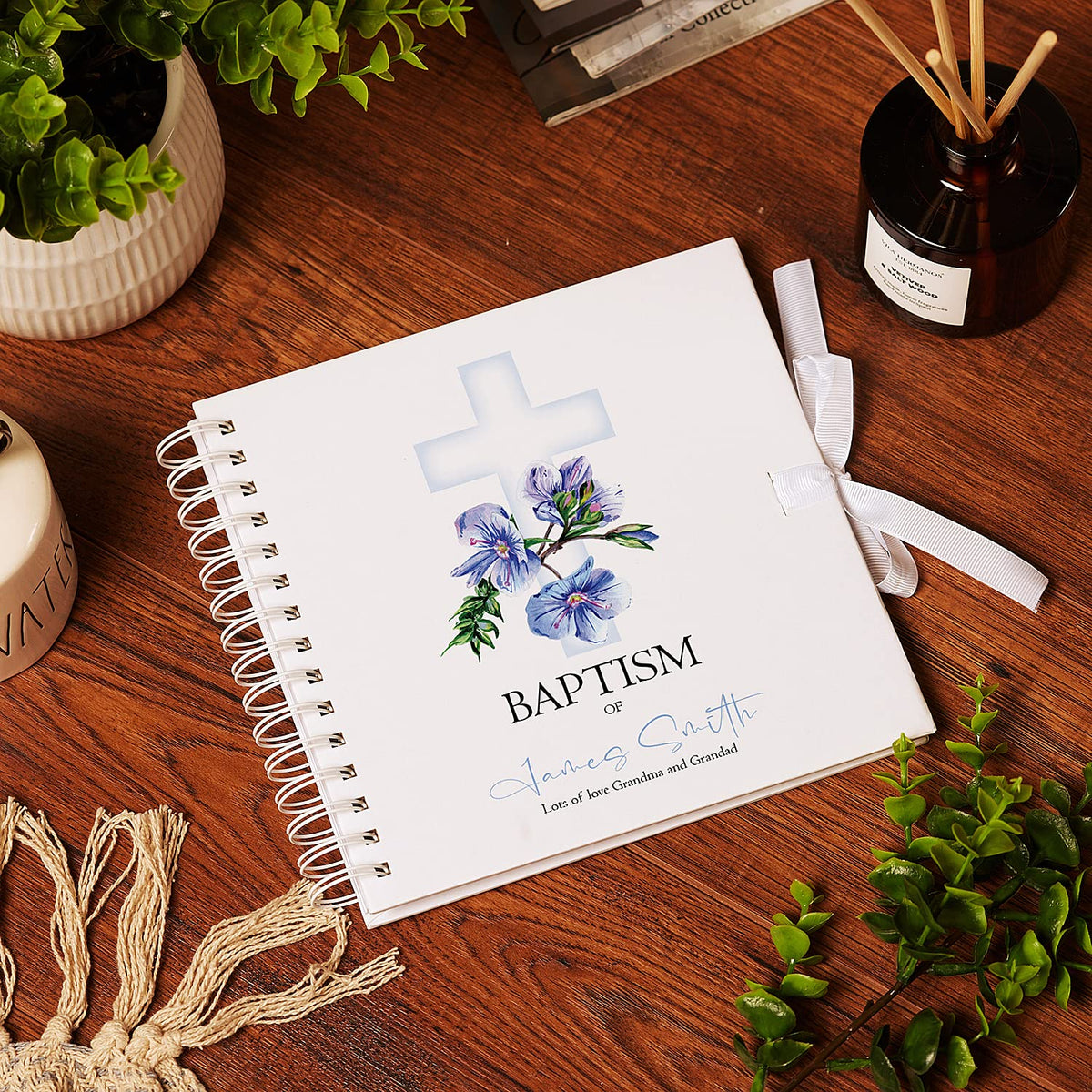 Personalised Baptism Blue Cross Guestbook Scrapbook Photo Album