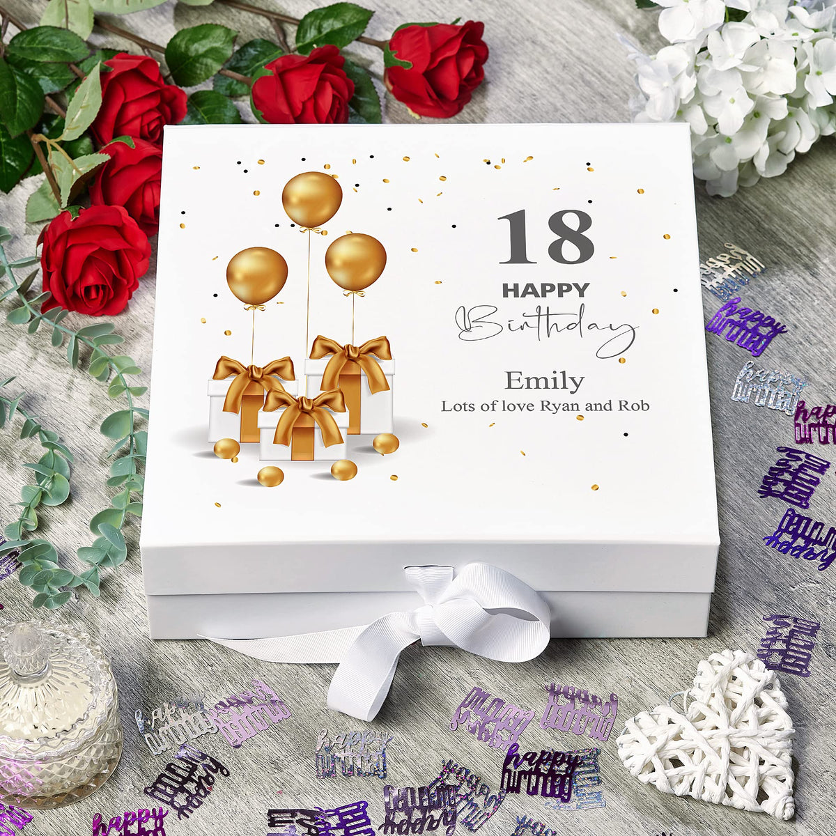 Personalised 18th Birthday Keepsake Memory Box Gold Presents