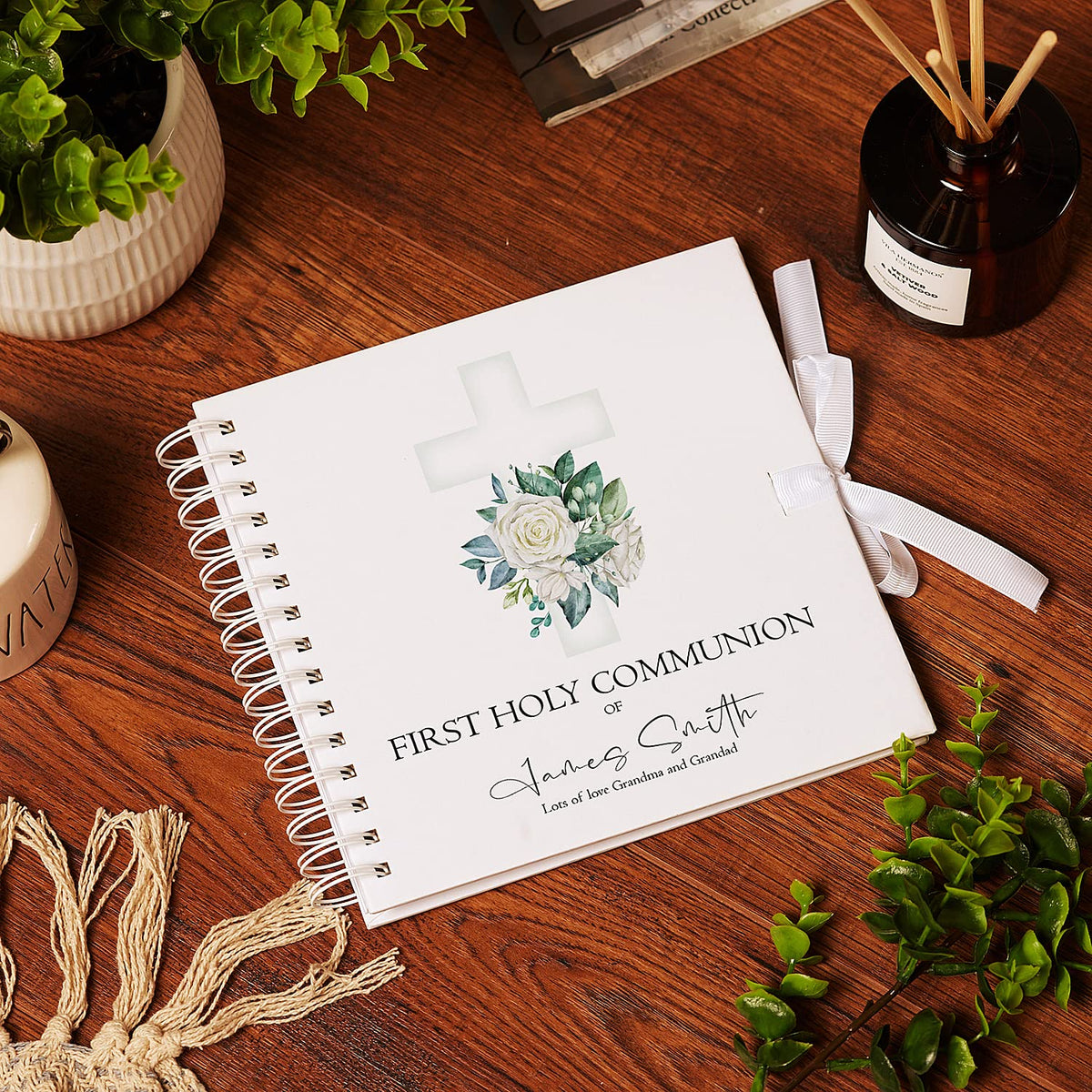 Personalised First Holy Communion Green Cross Guestbook Scrapbook Photo Album