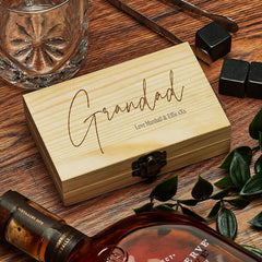 Personalised Grandad Whisky Stones In Engraved Gift Box