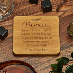 Personalised Mum Sentiment Gift Wood Drink Coaster Gift