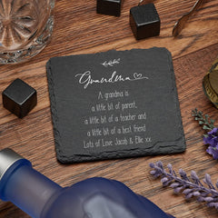 Personalised Grandma Sentiment Gift Slate Stone Drink Coaster