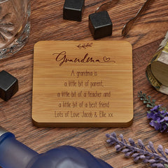 Personalised Grandma Sentiment Gift Wood Drink Coaster Gift
