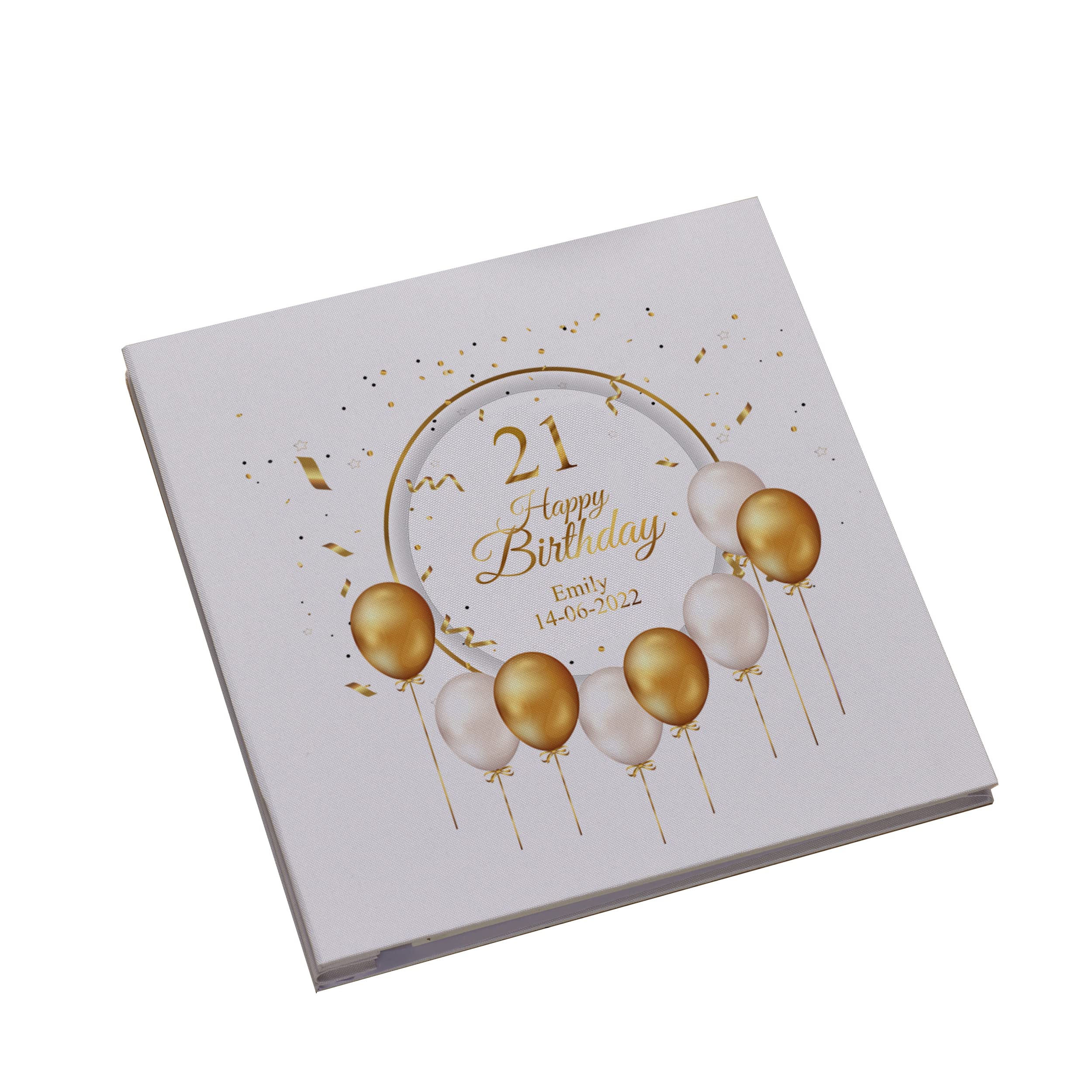 Personalised Large Linen 21st Birthday Photo Album With Balloons