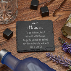 Personalised Mum Sentiment Gift Slate Stone Drink Coaster
