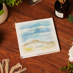 Personalised Honeymoon Photo Album With Watercolour Beach Theme