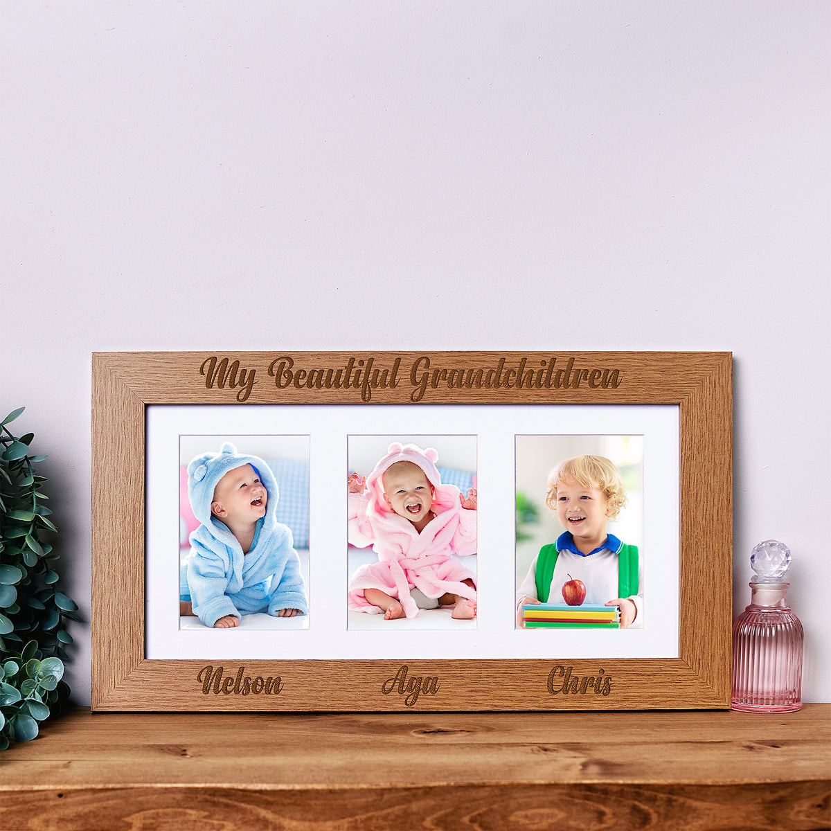 ukgiftstoreonline My Beautiful Grandchildren Personalised Triple picture photo frame 6"x 4"