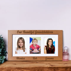 Grandchildren Personalised Triple picture photo frame 6"x4"