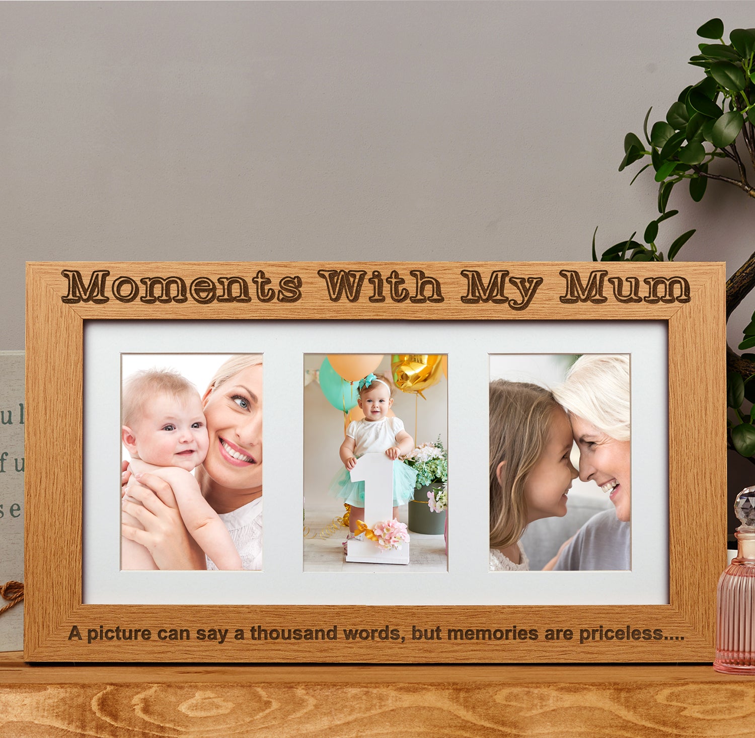 Moments With Mum Wooden Triple picture photo frame 6" x 4" - ukgiftstoreonline