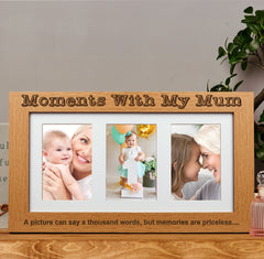 Moments With Mum Wooden Triple picture photo frame 6" x 4" - ukgiftstoreonline