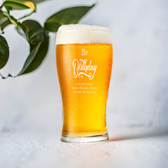 21st Birthday Personalised Beer Glasses Gift for Him