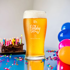40th Birthday Personalised Beer Glasses Gift for Him