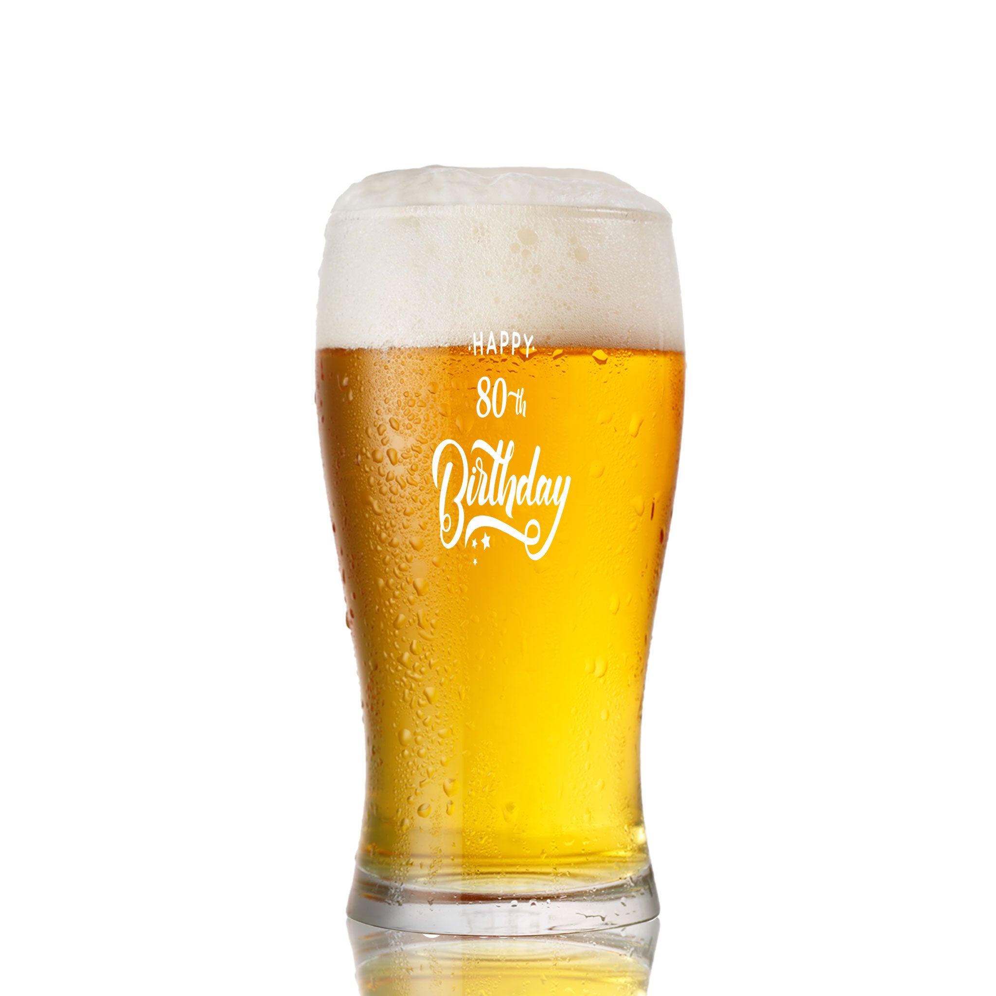 80th Birthday Personalised Beer Glasses Gift for Him