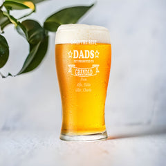 Best Dad Gets Promoted To Grandad Personalised Engraved Beer Glass
