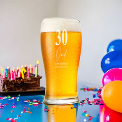 Engraved Personalised 30th Birthday Signature Pint Beer Glass Gift Boxed