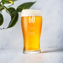 Engraved Personalised 60th Birthday Signature Pint Beer Glass Gift Boxed