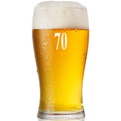Engraved Personalised 70th Birthday Signature Pint Beer Glass Gift Boxed