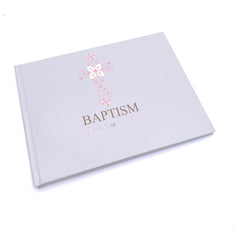 Personalised Baptism Ornate Cross Design Guest Book