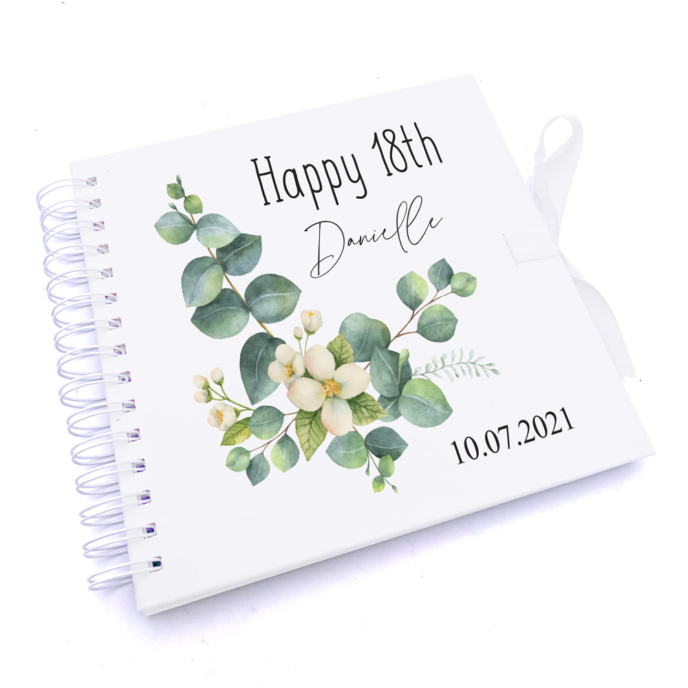 Personalised Any Age Birthday Eucalyptus Scrapbook, Guest Book, Photo Album