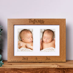 Personalised Twins Double Wooden Photo Frame Gift