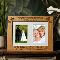 Personalised Our 30th Anniversary Double Wooden Photo Frame Gift