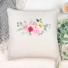 Personalised Pink Flower Wedding Cushion Gift