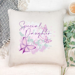 Personalised Special Daughter Pink & Purple Butterfly Cushion Gift