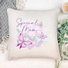Personalised Special Mum Pink and Purple Butterfly Cushion Gift