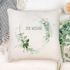Personalised Wedding Botanical Design Cushion Gift