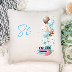 Personalised 80th Birthday For Him Cushion Gift