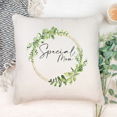 Personalised Special Mum Wreath Design Cushion Gift