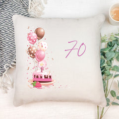 Personalised 70th Birthday For Her Cushion Gift