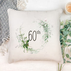 Personalised 60th Birthday Botanical Design Cushion Gift