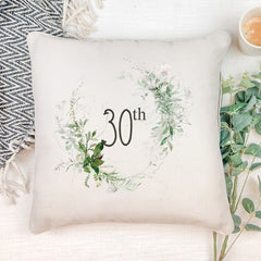 Personalised 30th Birthday Botanical Design Cushion Gift