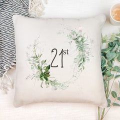 Personalised 21st Birthday Botanical Design Cushion Gift