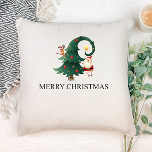 Personalised Merry Christmas Tree Design Cushion Gift