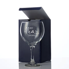 Engraved Personalised Best Mum Gin Glass Present for her
