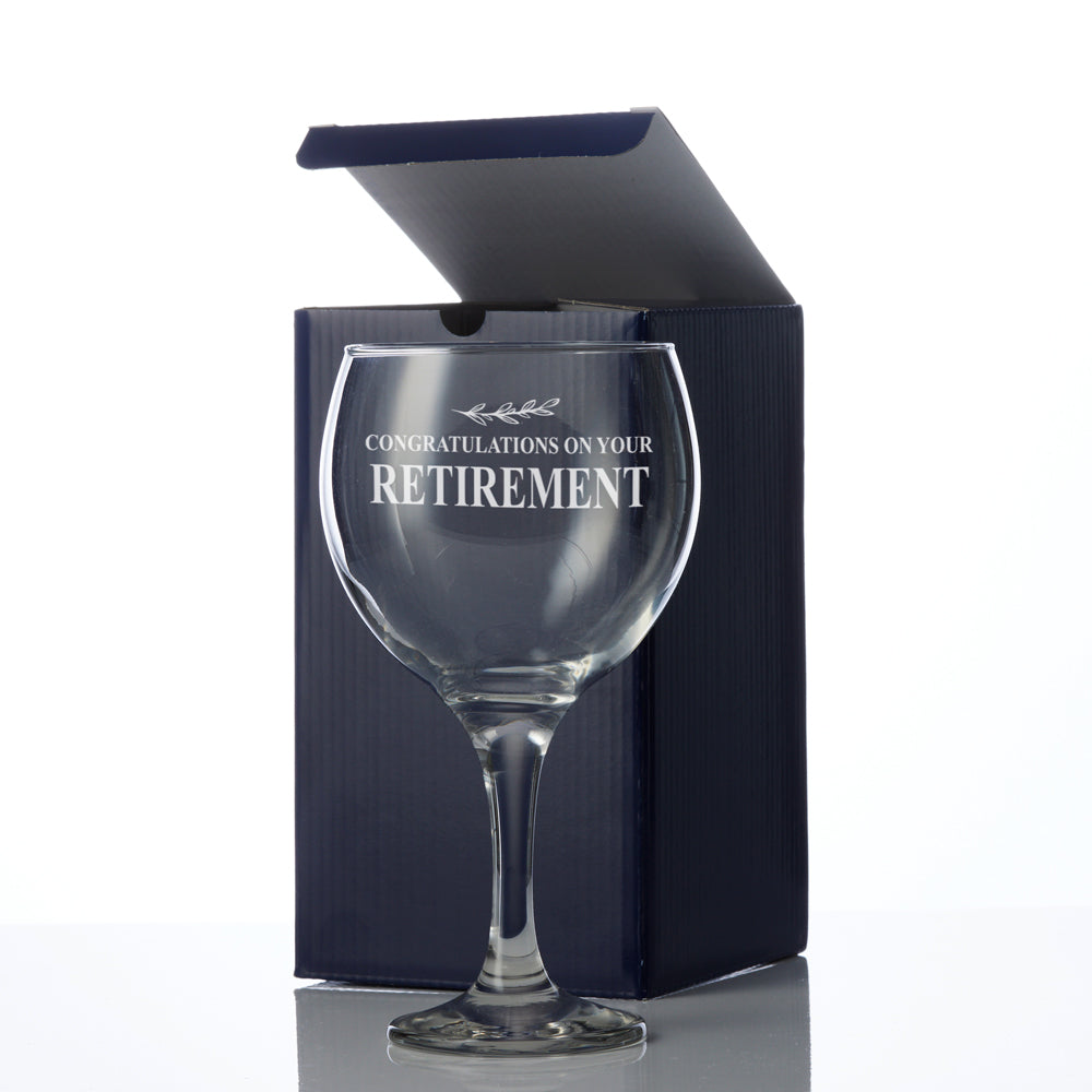 Personalised Retirement Gin and Tonic or Cocktail Glass with Name Gift Boxed