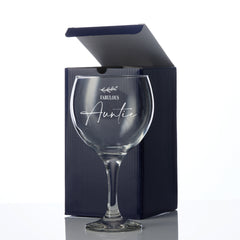 Personalised Auntie Gin and Tonic Glass with Sentiment Gift Boxed