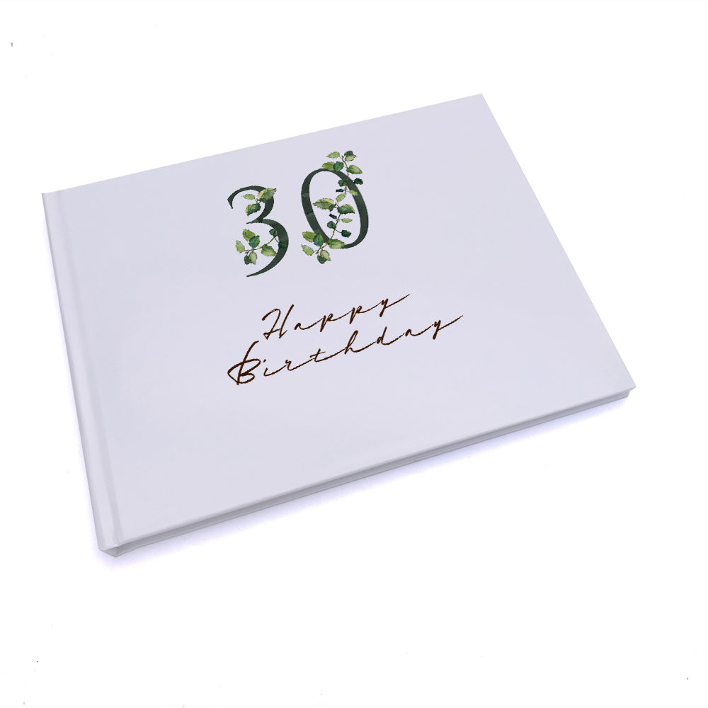 Personalised 30th Birthday Green Leaf Design Gift Guest Book